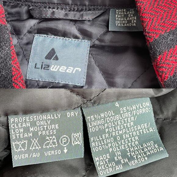 Vintage Lizwear buffalo plaid check mackinaw jacket coat insulated liz claiborne - Picture 4 of 17